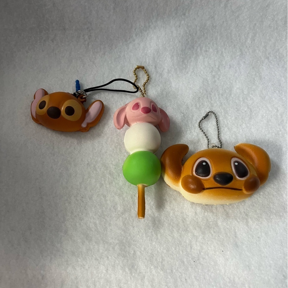 Set of 3 STITCH Squishy Marshmallow Charm Keychain Tokyo Disney Store Blue